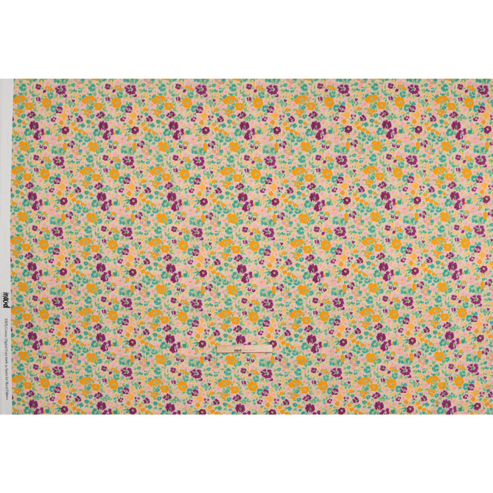Cotton Voile - Yellow and Plum Floral - Midsummer Meadow Print - Mood Exclusive Chariot Collection - Full Cotton Voile - Yellow and Plum Floral - Midsummer Meadow Print - Mood Exclusive Chariot Collection - Full