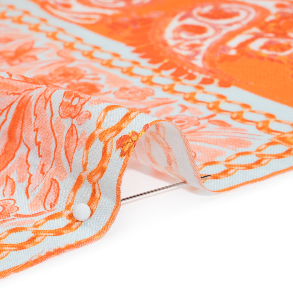 Cotton Voile Panel - Orange Paisley Floral - Sicilian Summer Print - Mood Exclusive Chariot Collection - Detail Cotton Voile Panel - Orange Paisley Floral - Sicilian Summer Print - Mood Exclusive Chariot Collection - Detail