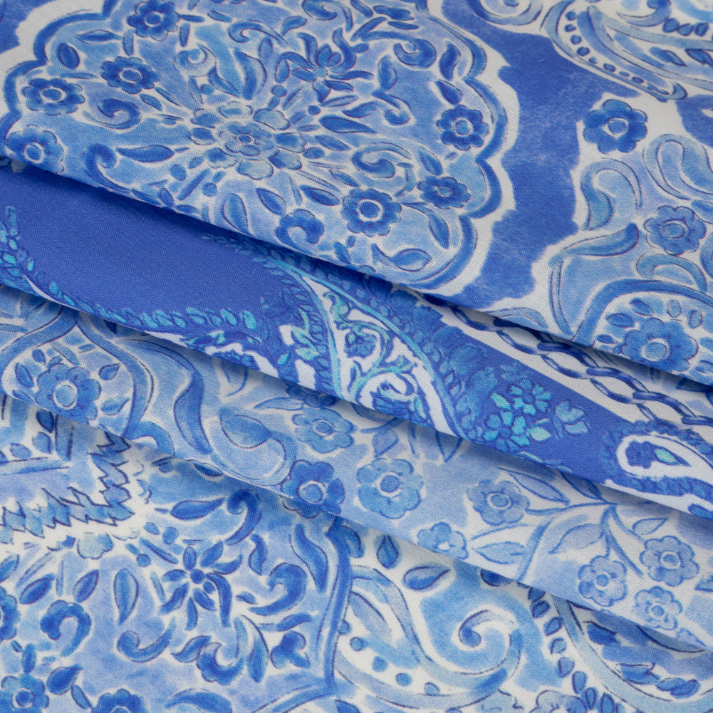 Cotton Voile Panel - Blue Paisley Floral - Sicilian Summer Print - Mood Exclusive Chariot Collection - Folded Cotton Voile Panel - Blue Paisley Floral - Sicilian Summer Print - Mood Exclusive Chariot Collection - Folded