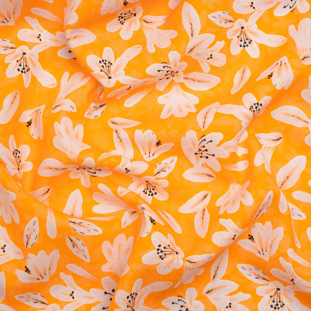 Linen-Rayon Woven - Yellow Floral - Daybreak Bloom Print - Mood Exclusive Chariot Collection Linen-Rayon Woven - Yellow Floral - Daybreak Bloom Print - Mood Exclusive Chariot Collection