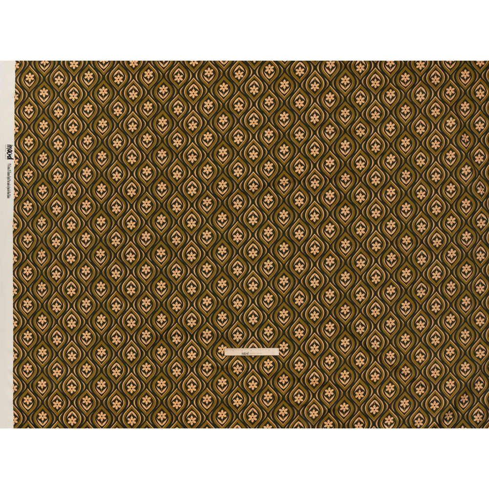 Stretch Cotton Sateen - Olive, Hunter Green, and Beige Floral Ogees - Woodland Blooms Print - Mood Exclusive Acadia Collection - Full Stretch Cotton Sateen - Olive, Hunter Green, and Beige Floral Ogees - Woodland Blooms Print - Mood Exclusive Acadia Collection - Full