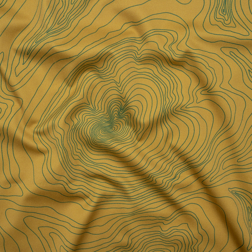 Stretch Cotton Sateen - Olive and Hunter Green Abstract Lines - Topographic Map Print - Mood Exclusive Acadia Collection Stretch Cotton Sateen - Olive and Hunter Green Abstract Lines - Topographic Map Print - Mood Exclusive Acadia Collection