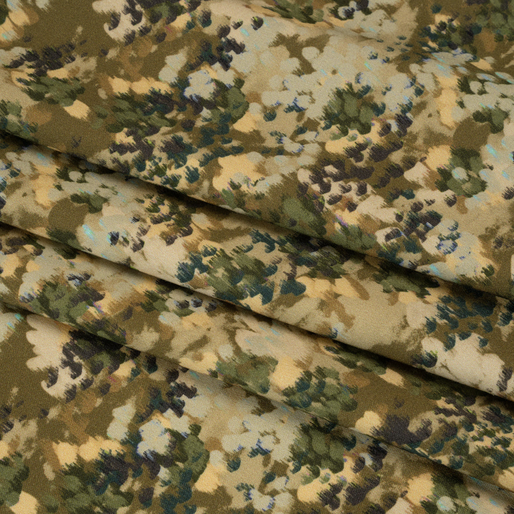 Stretch Cotton Sateen - Olive, Green and Beige Abstract Dots - Forest Lookout Print - Mood Exclusive Acadia Collection - Folded Stretch Cotton Sateen - Olive, Green and Beige Abstract Dots - Forest Lookout Print - Mood Exclusive Acadia Collection - Folded