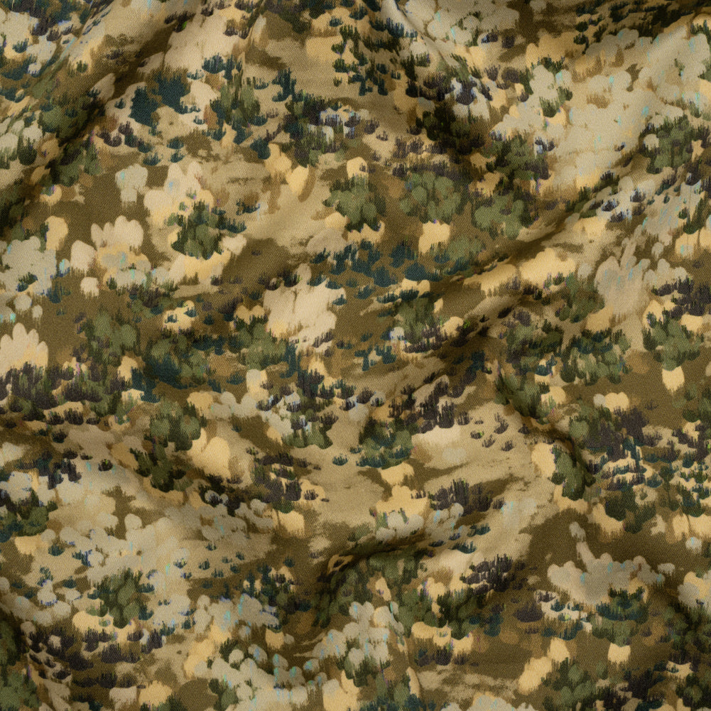 Stretch Cotton Sateen - Olive, Green and Beige Abstract Dots - Forest Lookout Print - Mood Exclusive Acadia Collection Stretch Cotton Sateen - Olive, Green and Beige Abstract Dots - Forest Lookout Print - Mood Exclusive Acadia Collection