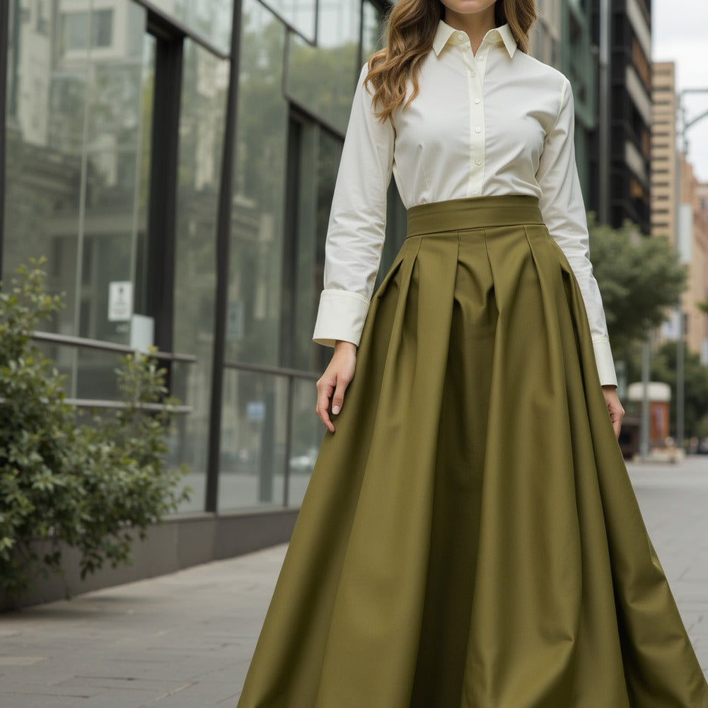 Stretch Cotton Sateen - Olive Green - Mood Exclusive Carlos Collection Stretch Cotton Sateen - Olive Green - Mood Exclusive Carlos Collection