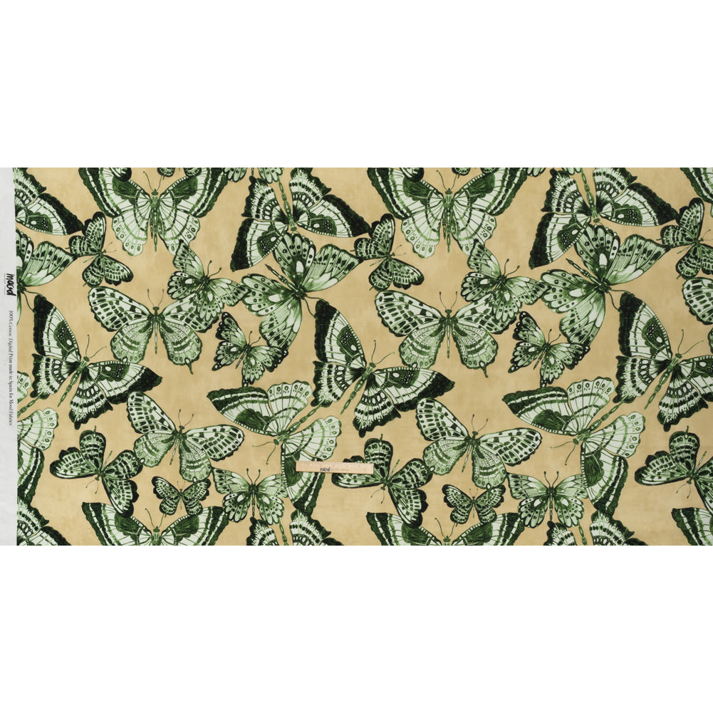 Cotton Voile - Green and Cream Butterflies - Monarch Mountain Print - Mood Exclusive Acadia Collection Cotton Voile - Green and Cream Butterflies - Monarch Mountain Print - Mood Exclusive Acadia Collection