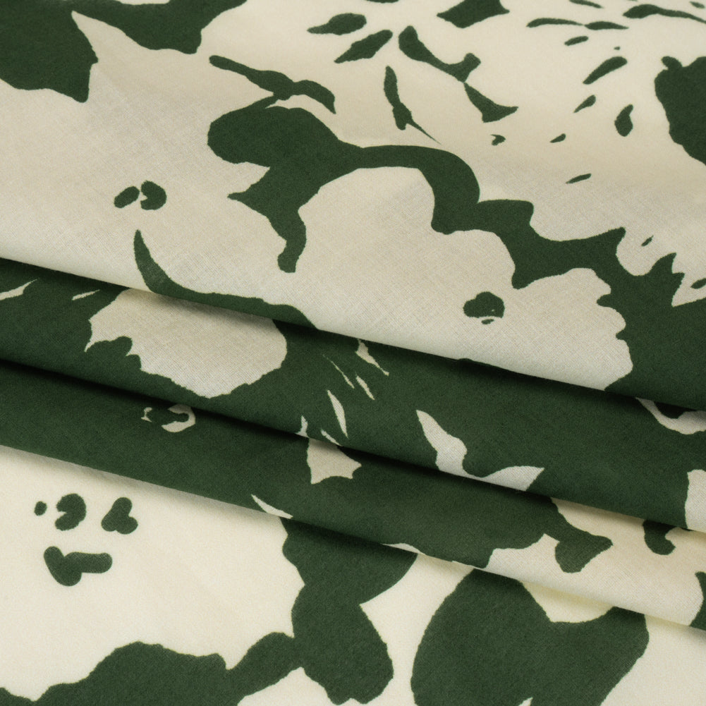 Cotton Voile - Hunter Green and Cream Big Floral - Rorschach Rosettes Print - Mood Exclusive Acadia Collection Cotton Voile - Hunter Green and Cream Big Floral - Rorschach Rosettes Print - Mood Exclusive Acadia Collection