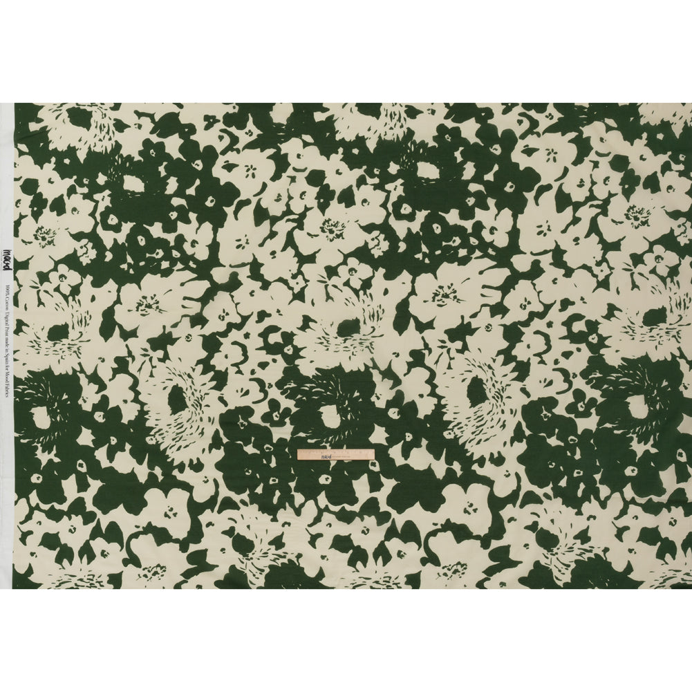Cotton Voile - Hunter Green and Cream Big Floral - Rorschach Rosettes Print - Mood Exclusive Acadia Collection Cotton Voile - Hunter Green and Cream Big Floral - Rorschach Rosettes Print - Mood Exclusive Acadia Collection