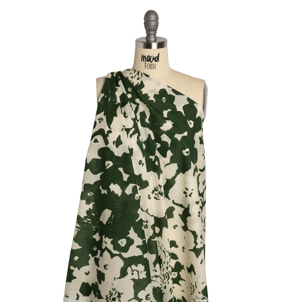 Cotton Voile - Hunter Green and Cream Big Floral - Rorschach Rosettes Print - Mood Exclusive Acadia Collection Cotton Voile - Hunter Green and Cream Big Floral - Rorschach Rosettes Print - Mood Exclusive Acadia Collection