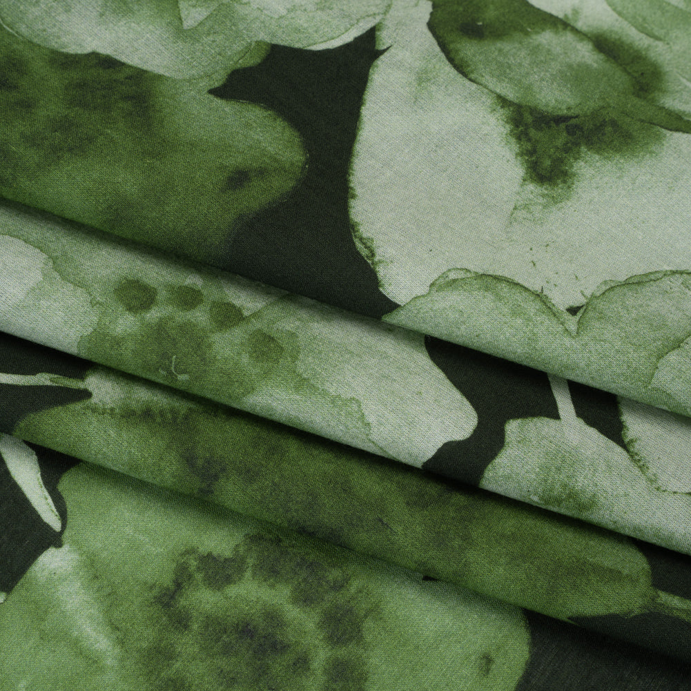 Cotton Voile - Green Painterly Flowers - Coastal Clover Print - Mood Exclusive Acadia Collection - Folded Cotton Voile - Green Painterly Flowers - Coastal Clover Print - Mood Exclusive Acadia Collection - Folded