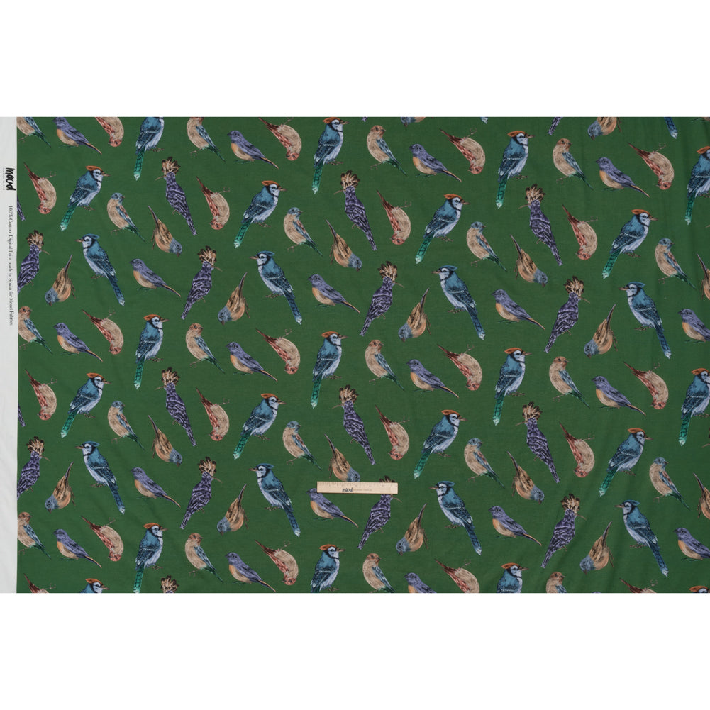 Cotton Voile - Green, Blue and Beige Little Birds - Birdsong Saunter Print - Mood Exclusive Acadia Collection - Full Cotton Voile - Green, Blue and Beige Little Birds - Birdsong Saunter Print - Mood Exclusive Acadia Collection - Full