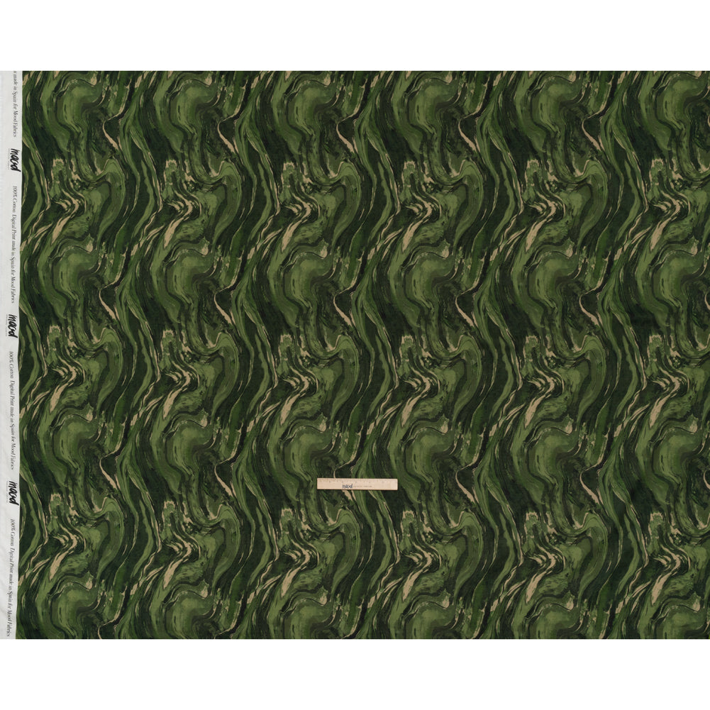 Cotton Voile - Green and Beige Abstract Swirls - Painter’s Pond Print - Mood Exclusive Acadia Collection Cotton Voile - Green and Beige Abstract Swirls - Painter’s Pond Print - Mood Exclusive Acadia Collection