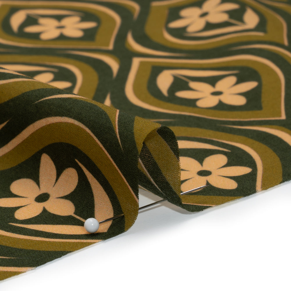Cotton Voile - Olive, Hunter Green, and Beige Floral Ogees - Woodland Blooms Print - Mood Exclusive Acadia Collection Cotton Voile - Olive, Hunter Green, and Beige Floral Ogees - Woodland Blooms Print - Mood Exclusive Acadia Collection