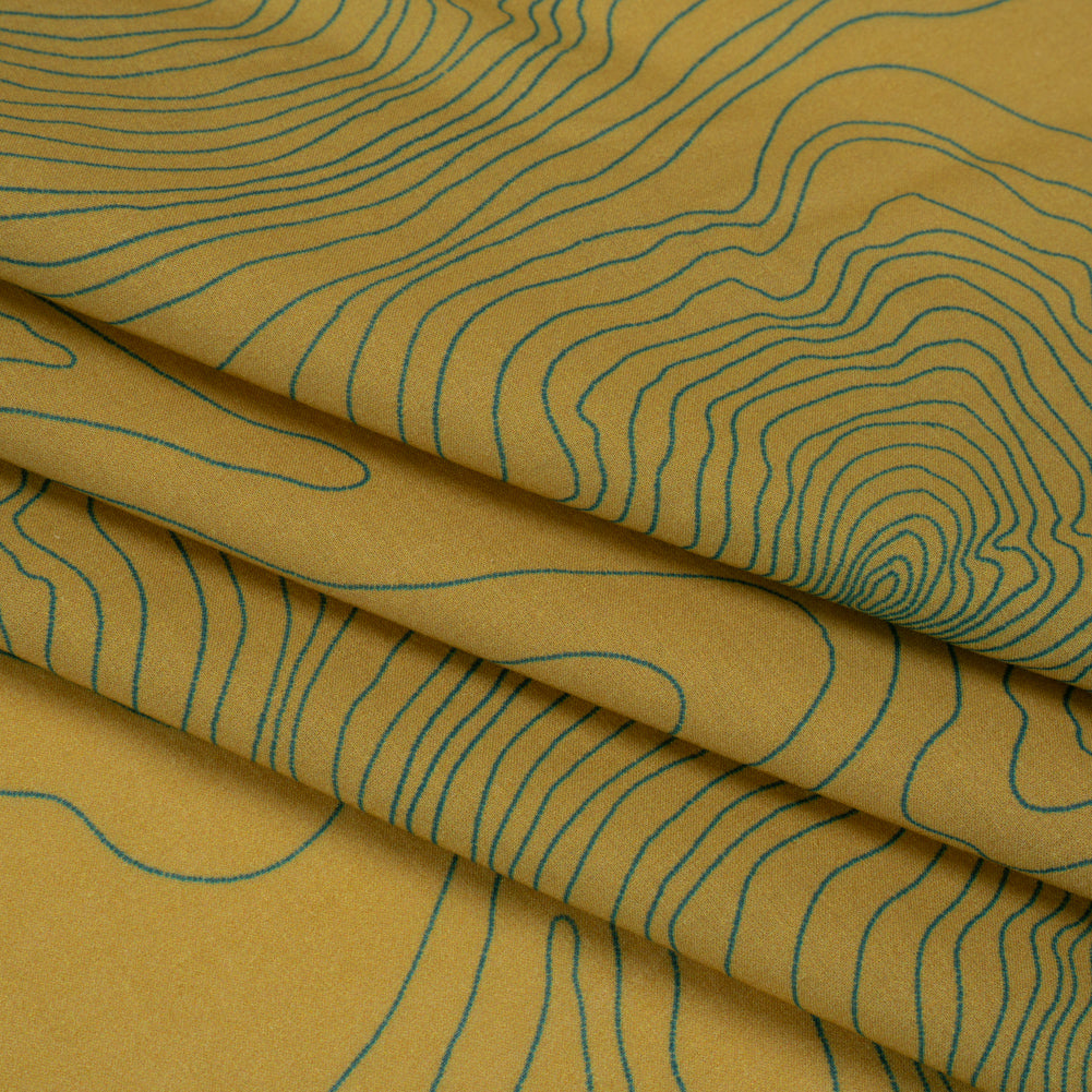 Cotton Voile - Olive and Hunter Green Abstract Lines - Topographic Map Print - Mood Exclusive Acadia Collection Cotton Voile - Olive and Hunter Green Abstract Lines - Topographic Map Print - Mood Exclusive Acadia Collection