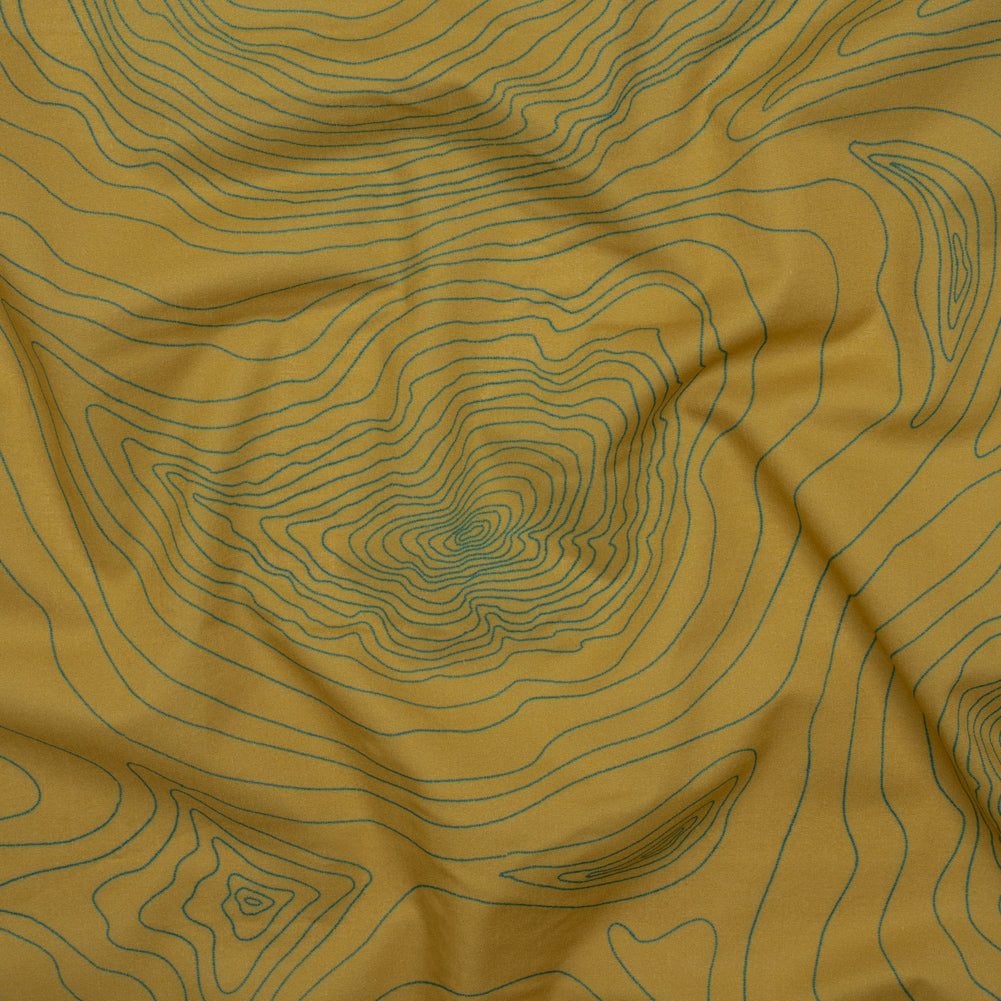 Cotton Voile - Olive and Hunter Green Abstract Lines - Topographic Map Print - Mood Exclusive Acadia Collection Cotton Voile - Olive and Hunter Green Abstract Lines - Topographic Map Print - Mood Exclusive Acadia Collection