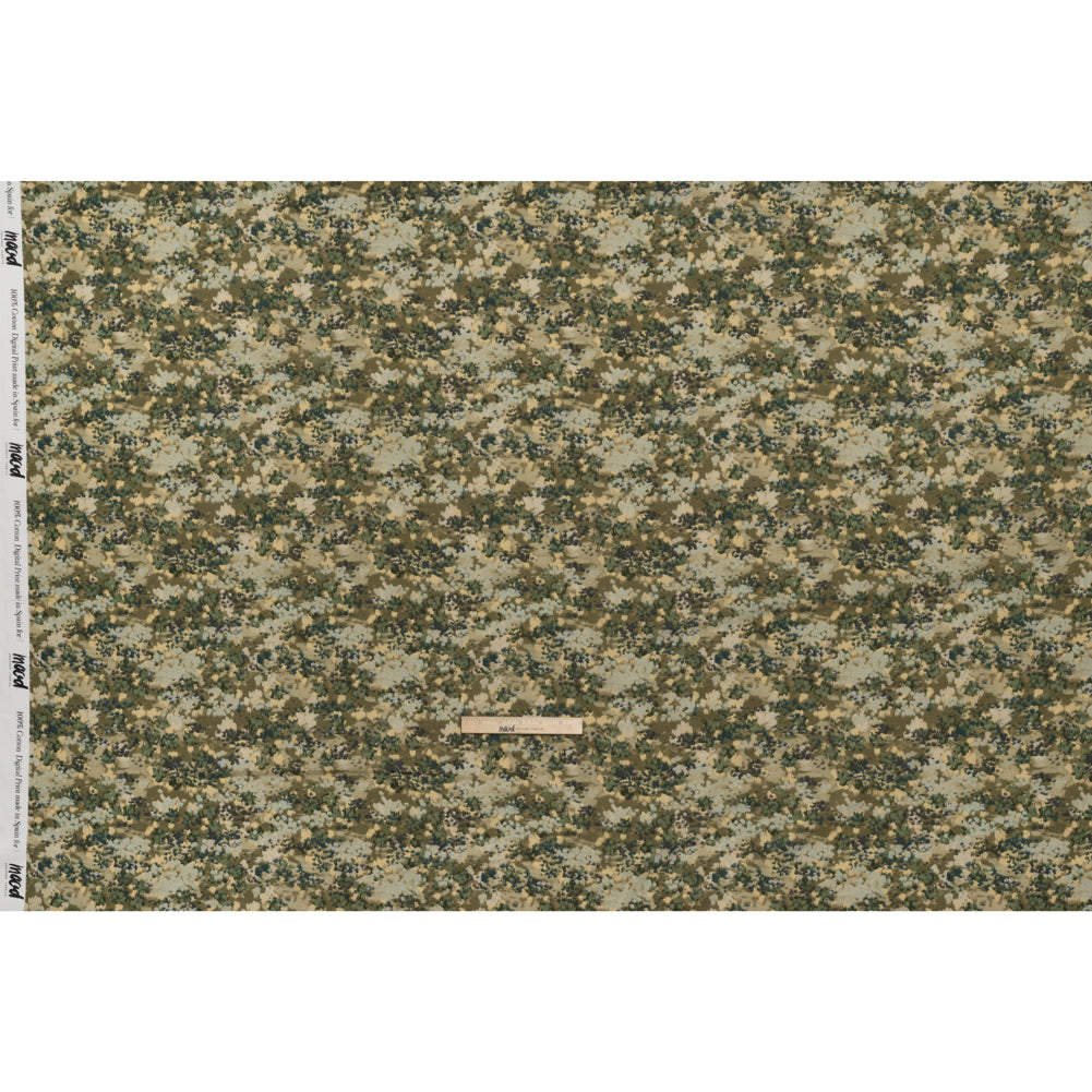 Cotton Voile - Olive, Green and Beige Abstract Dots - Forest Lookout Print - Mood Exclusive Acadia Collection - Full Cotton Voile - Olive, Green and Beige Abstract Dots - Forest Lookout Print - Mood Exclusive Acadia Collection - Full