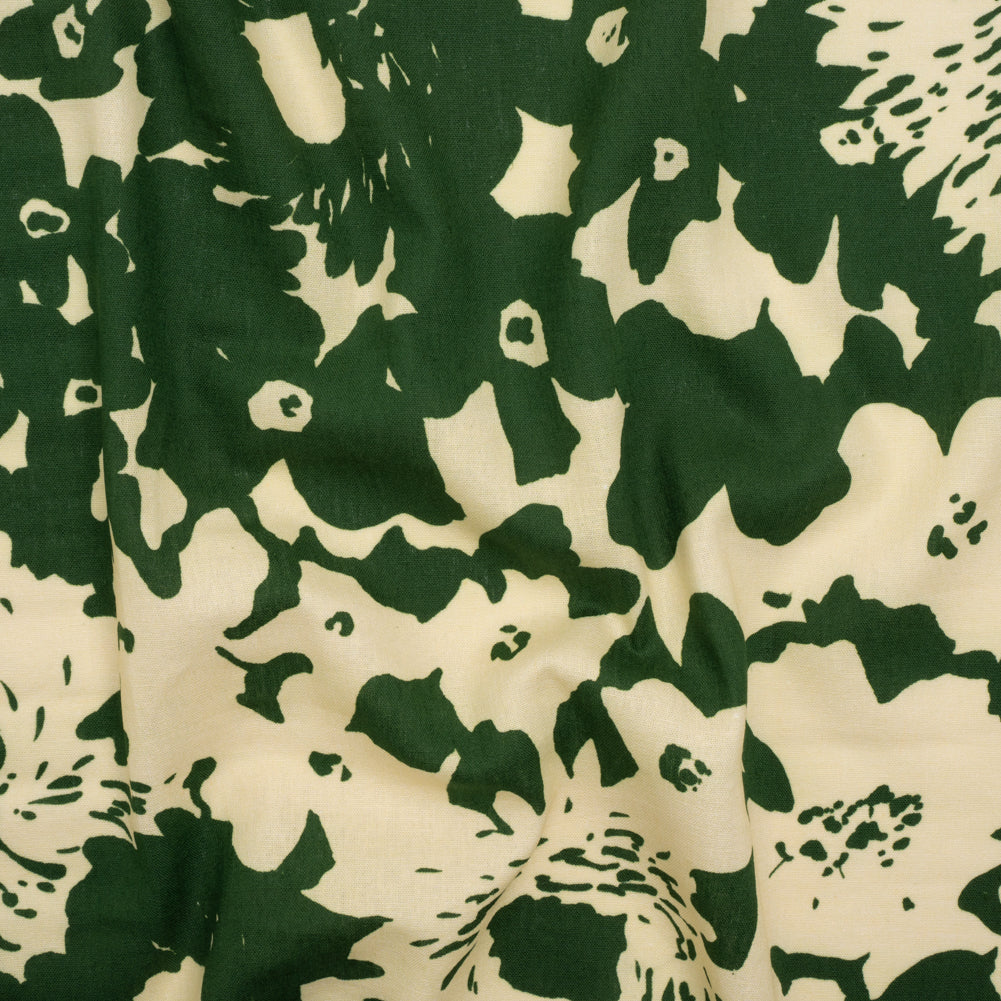 Linen and Rayon Woven - Hunter Green and Cream Big Floral - Rorschach Rosettes Print - Mood Exclusive Acadia Collection Linen and Rayon Woven - Hunter Green and Cream Big Floral - Rorschach Rosettes Print - Mood Exclusive Acadia Collection