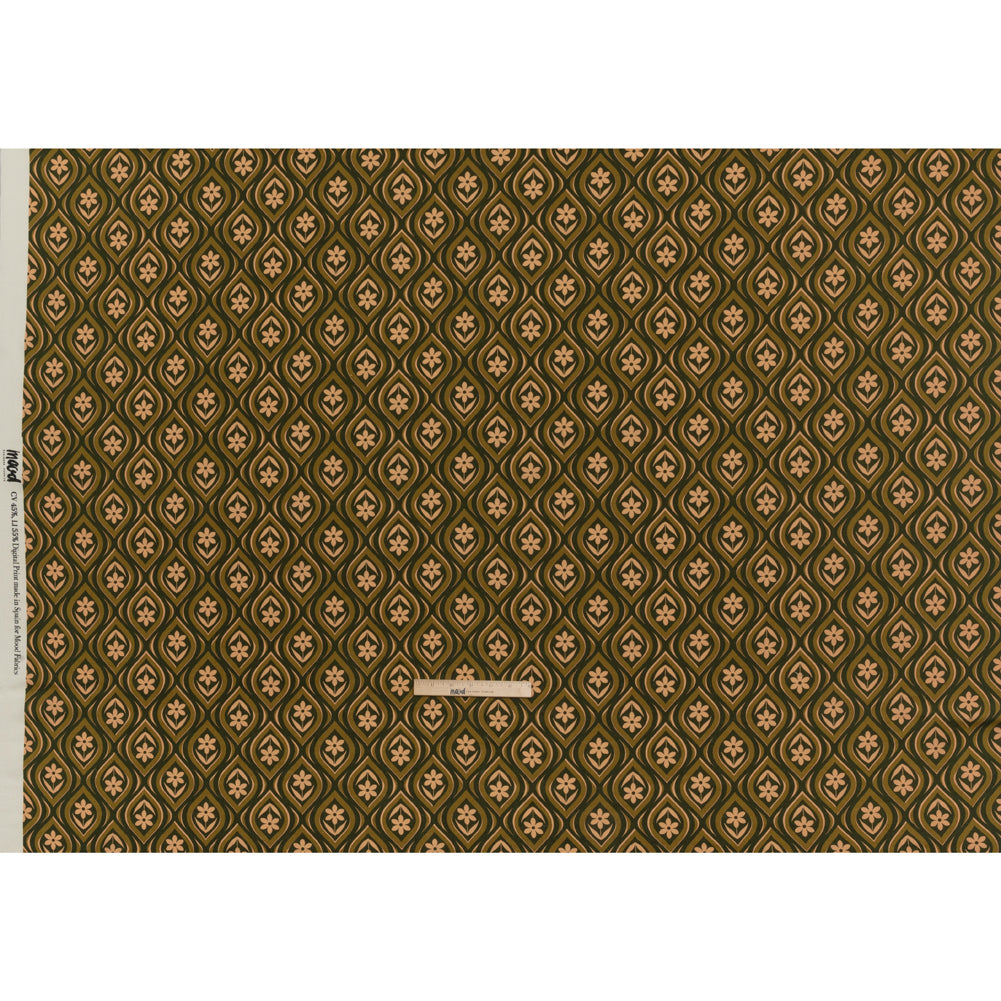 Linen and Rayon Woven - Olive, Hunter Green, and Beige Floral Ogees - Woodland Blooms Print - Mood Exclusive Acadia Collection - Full Linen and Rayon Woven - Olive, Hunter Green, and Beige Floral Ogees - Woodland Blooms Print - Mood Exclusive Acadia Collection - Full