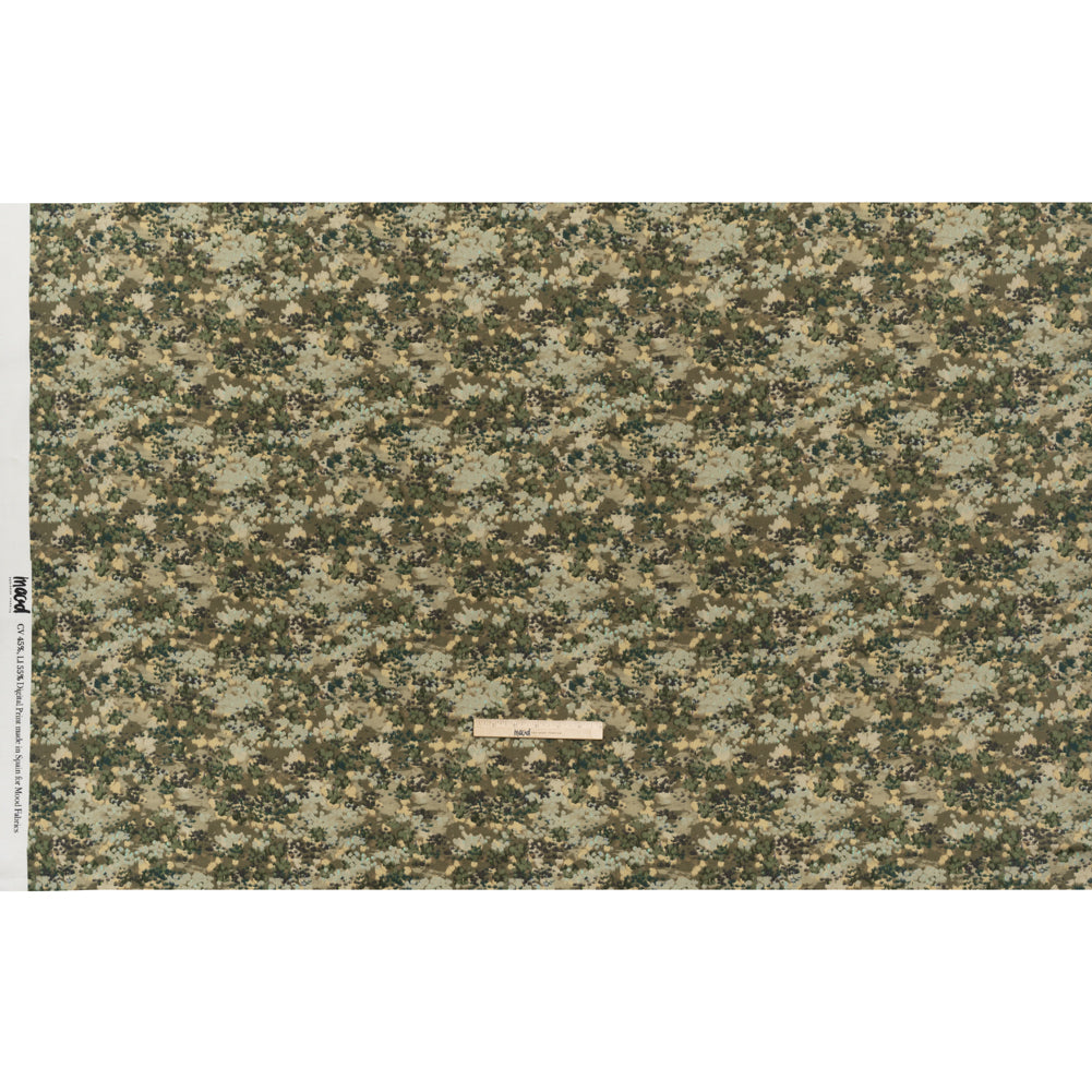 Linen and Rayon Woven - Olive, Green and Beige Abstract Dots - Forest Lookout Print - Mood Exclusive Acadia Collection Linen and Rayon Woven - Olive, Green and Beige Abstract Dots - Forest Lookout Print - Mood Exclusive Acadia Collection
