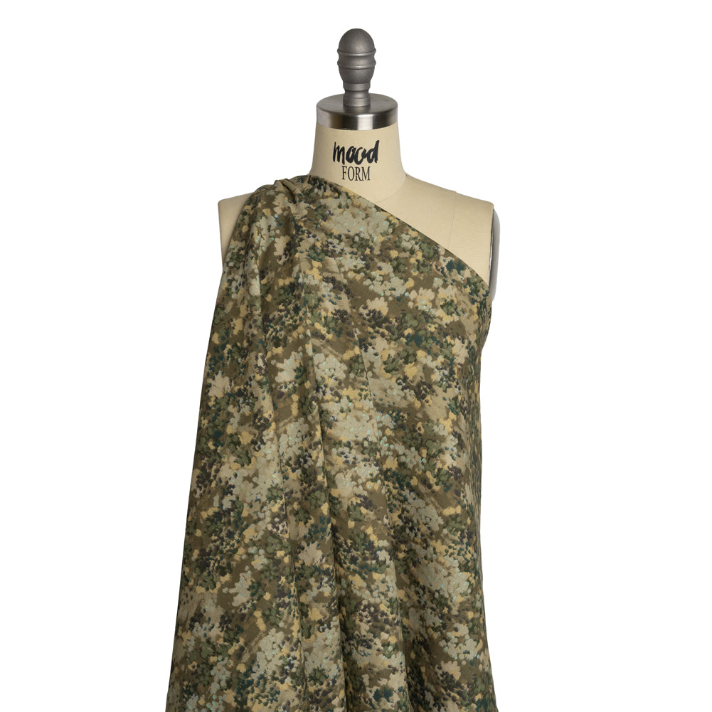 Linen and Rayon Woven - Olive, Green and Beige Abstract Dots - Forest Lookout Print - Mood Exclusive Acadia Collection Linen and Rayon Woven - Olive, Green and Beige Abstract Dots - Forest Lookout Print - Mood Exclusive Acadia Collection