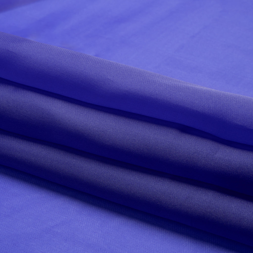 Satin-Faced Polyester Organza - Mazarine Blue - Ardea Collection by Mood - Folded Satin-Faced Polyester Organza - Mazarine Blue - Ardea Collection by Mood - Folded