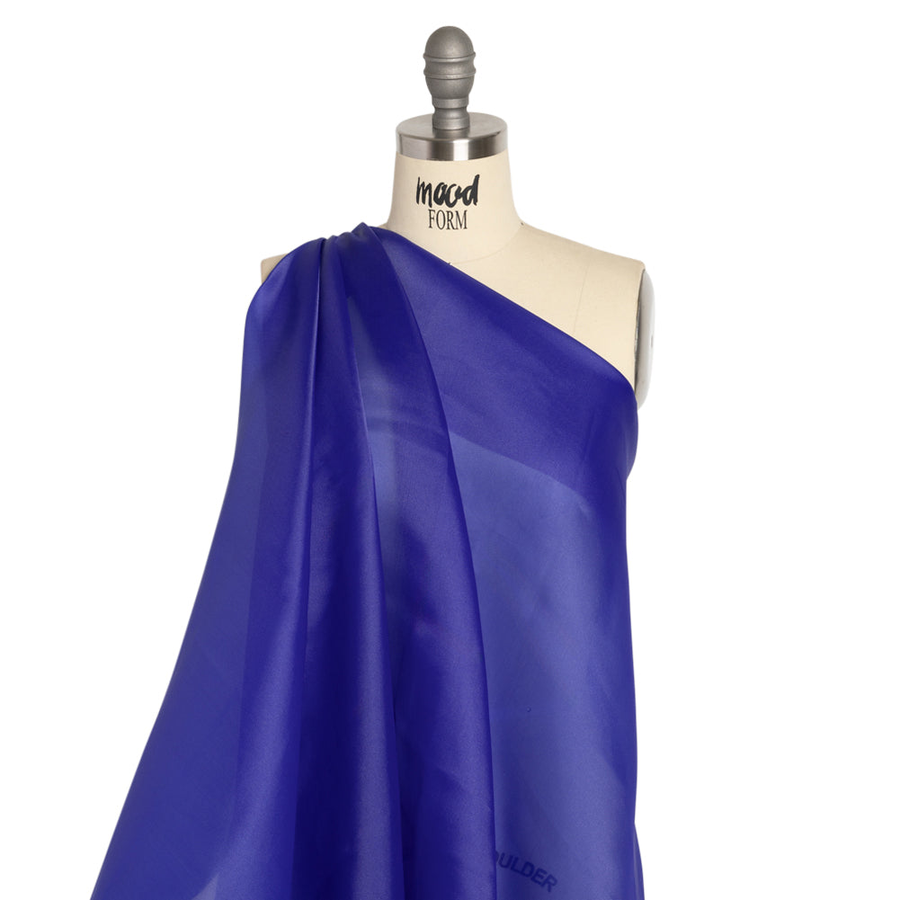 Satin-Faced Polyester Organza - Mazarine Blue - Ardea Collection by Mood - Drape Satin-Faced Polyester Organza - Mazarine Blue - Ardea Collection by Mood - Drape