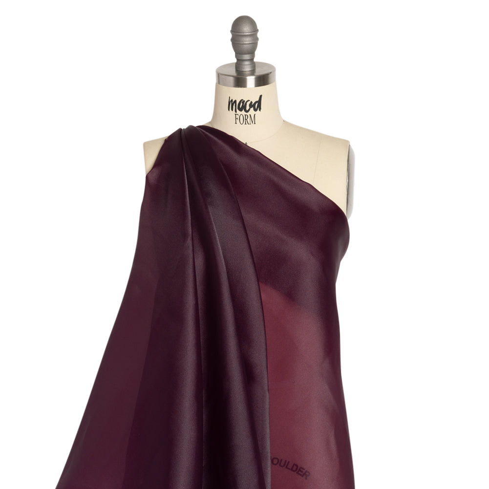 Satin-Faced Polyester Organza - Eggplant - Ardea Collection by Mood - Drape Satin-Faced Polyester Organza - Eggplant - Ardea Collection by Mood - Drape