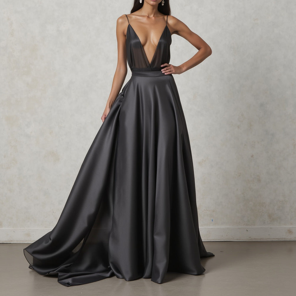 Satin-Faced Polyester Organza - Black - Ardea Collection by Mood Satin-Faced Polyester Organza - Black - Ardea Collection by Mood