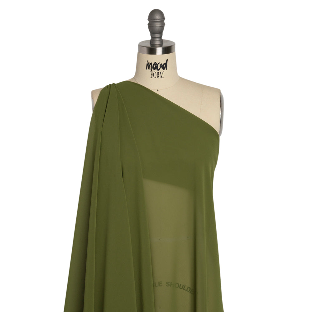 Polyester High-Multi Chiffon - Pesto Green - Netta Collection by Mood - Drape Polyester High-Multi Chiffon - Pesto Green - Netta Collection by Mood - Drape