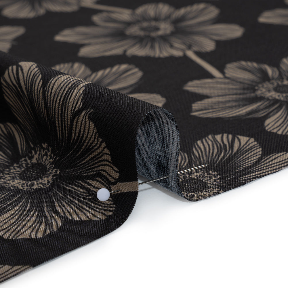 Printed Quilting Cotton by Anna Maria Textiles for Northcott - Silvertone Anemone Floral - Indelible Collection - Detail Printed Quilting Cotton by Anna Maria Textiles for Northcott - Silvertone Anemone Floral - Indelible Collection - Detail