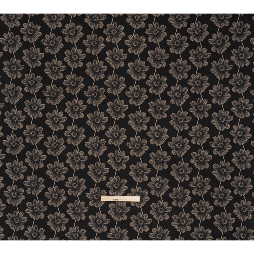 Printed Quilting Cotton by Anna Maria Textiles for Northcott - Silvertone Anemone Floral - Indelible Collection - Full Printed Quilting Cotton by Anna Maria Textiles for Northcott - Silvertone Anemone Floral - Indelible Collection - Full