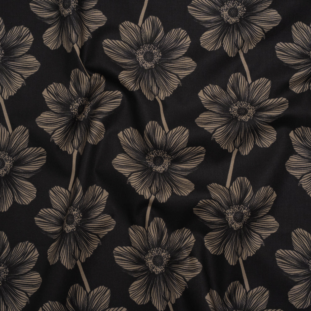 Printed Quilting Cotton by Anna Maria Textiles for Northcott - Silvertone Anemone Floral - Indelible Collection Printed Quilting Cotton by Anna Maria Textiles for Northcott - Silvertone Anemone Floral - Indelible Collection