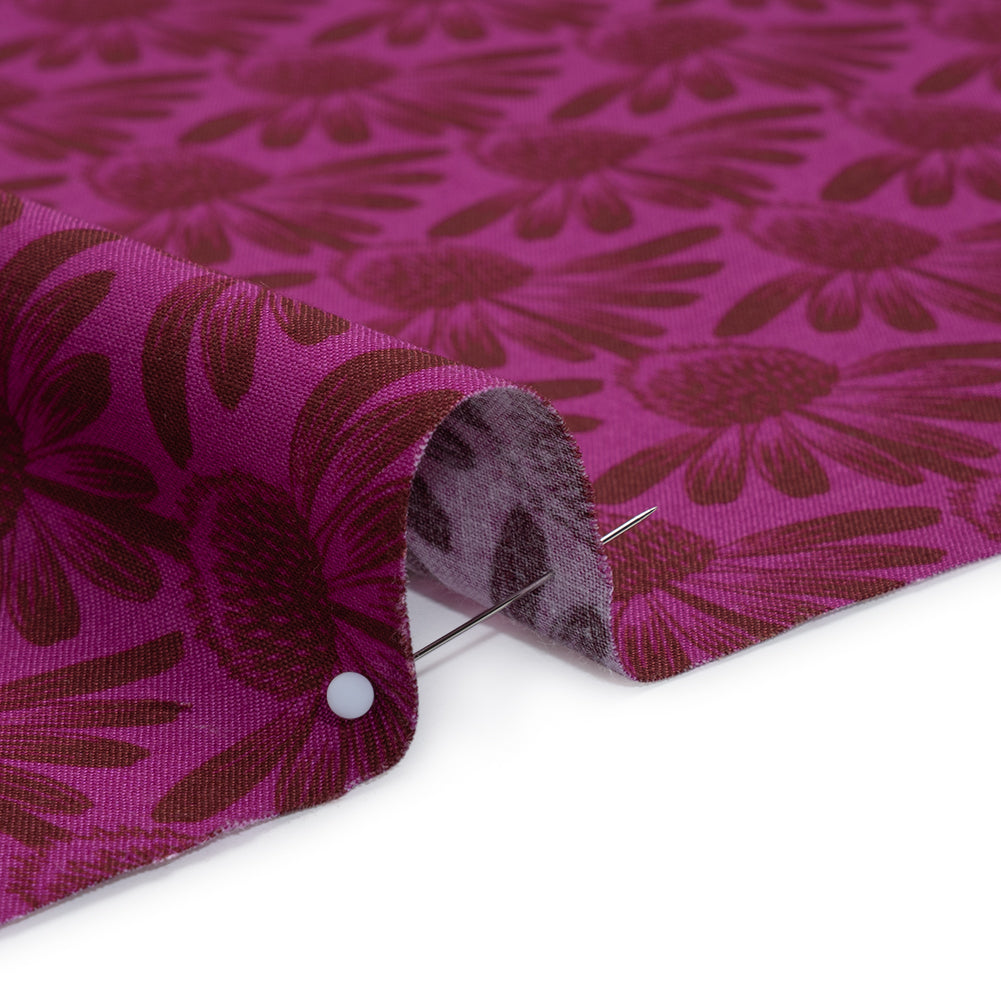 Printed Quilting Cotton by Anna Maria Textiles for Northcott - Magenta Coneflower Floral - Indelible Collection Printed Quilting Cotton by Anna Maria Textiles for Northcott - Magenta Coneflower Floral - Indelible Collection