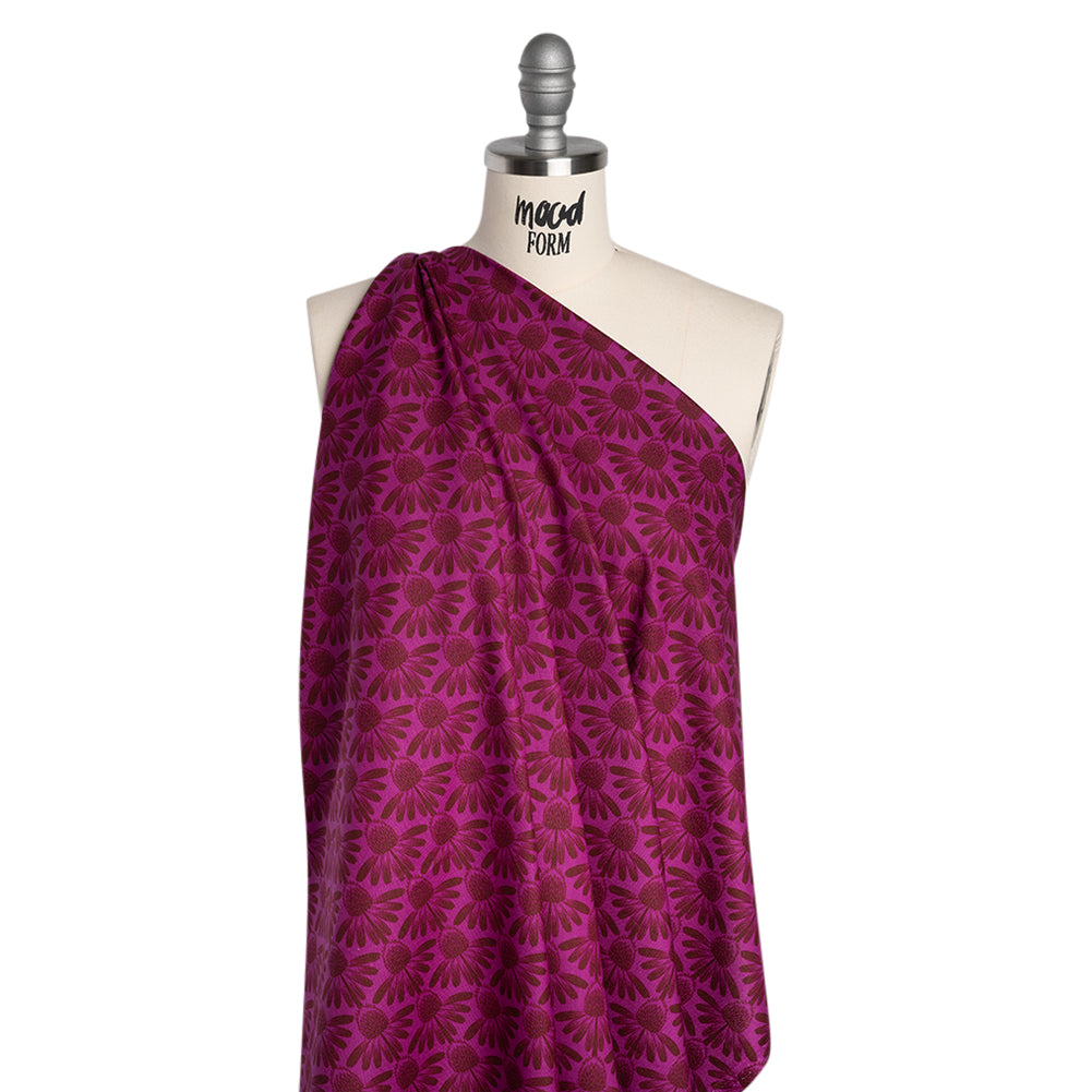 Printed Quilting Cotton by Anna Maria Textiles for Northcott - Magenta Coneflower Floral - Indelible Collection Printed Quilting Cotton by Anna Maria Textiles for Northcott - Magenta Coneflower Floral - Indelible Collection
