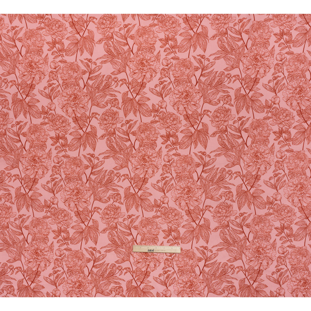 Printed Quilting Cotton by Anna Maria Textiles for Northcott - Rouge Peony Floral - Indelible Collection - Full Printed Quilting Cotton by Anna Maria Textiles for Northcott - Rouge Peony Floral - Indelible Collection - Full
