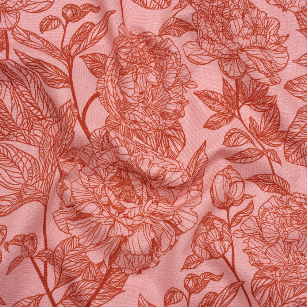 Printed Quilting Cotton by Anna Maria Textiles for Northcott - Rouge Peony Floral - Indelible Collection Printed Quilting Cotton by Anna Maria Textiles for Northcott - Rouge Peony Floral - Indelible Collection