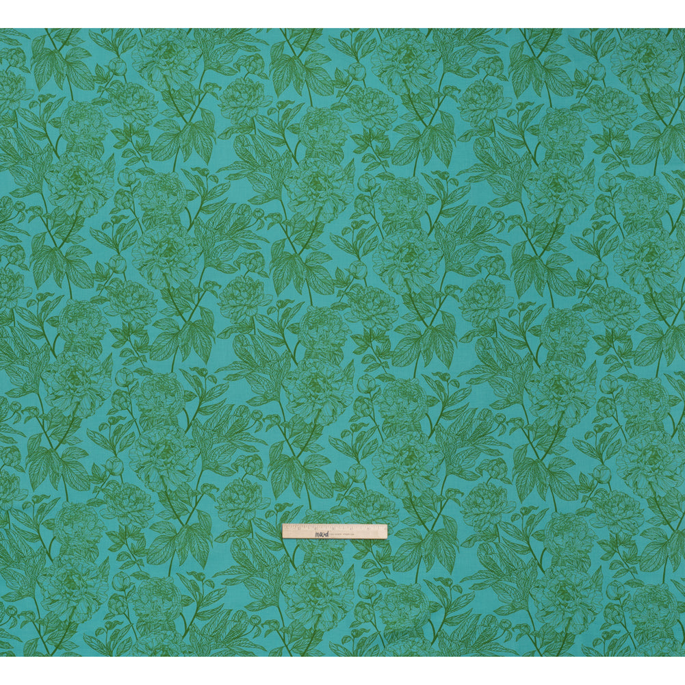 Printed Quilting Cotton by Anna Maria Textiles for Northcott - Jade Peony Floral - Indelible Collection - Full Printed Quilting Cotton by Anna Maria Textiles for Northcott - Jade Peony Floral - Indelible Collection - Full