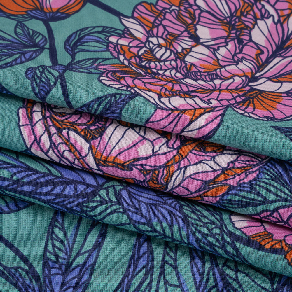 Wide Backing Quilting Cotton by Anna Maria Textiles for Northcott, 108" Wide - Jade Peony Floral - Indelible Wide Backing Collection Wide Backing Quilting Cotton by Anna Maria Textiles for Northcott, 108" Wide - Jade Peony Floral - Indelible Wide Backing Collection