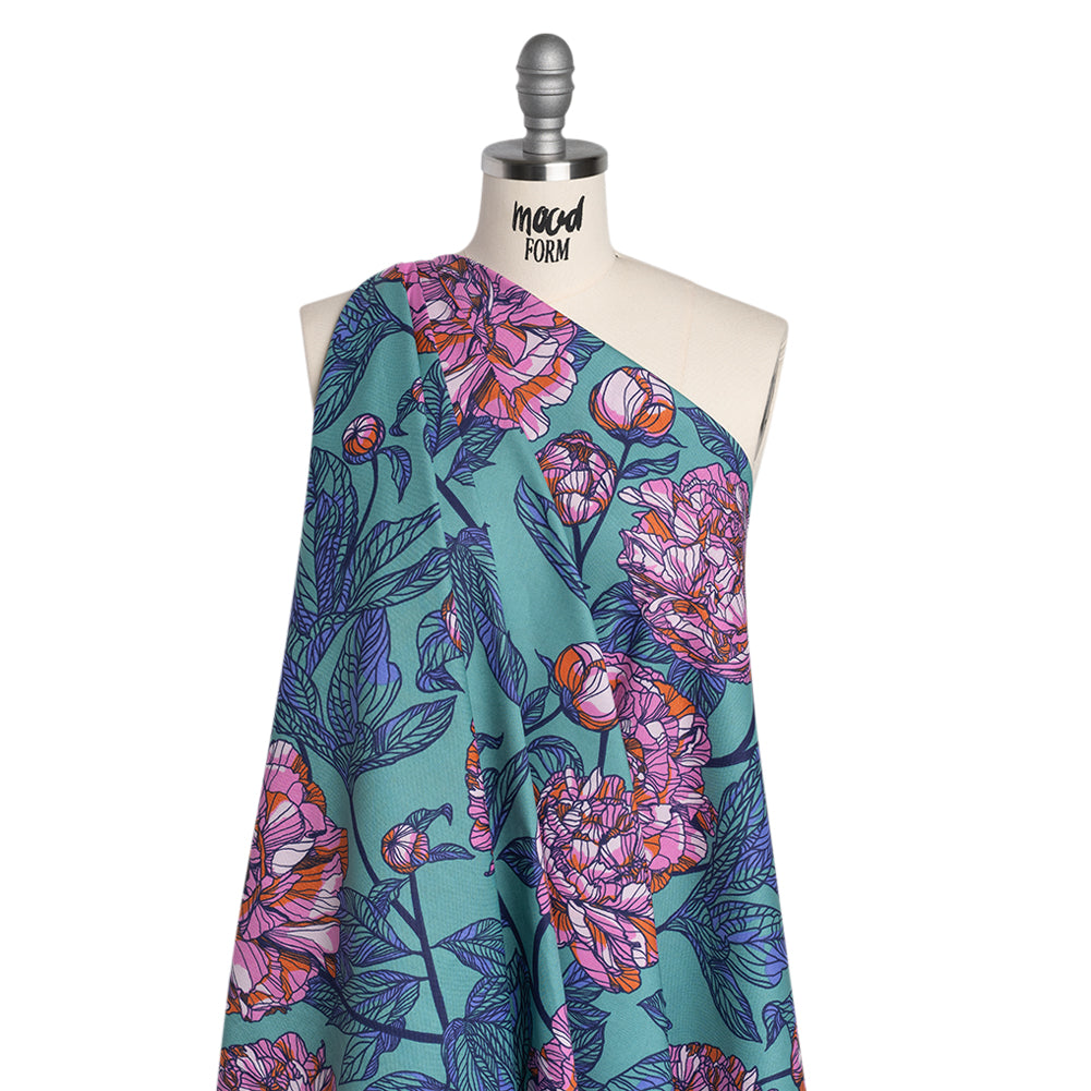 Wide Backing Quilting Cotton by Anna Maria Textiles for Northcott, 108" Wide - Jade Peony Floral - Indelible Wide Backing Collection Wide Backing Quilting Cotton by Anna Maria Textiles for Northcott, 108" Wide - Jade Peony Floral - Indelible Wide Backing Collection