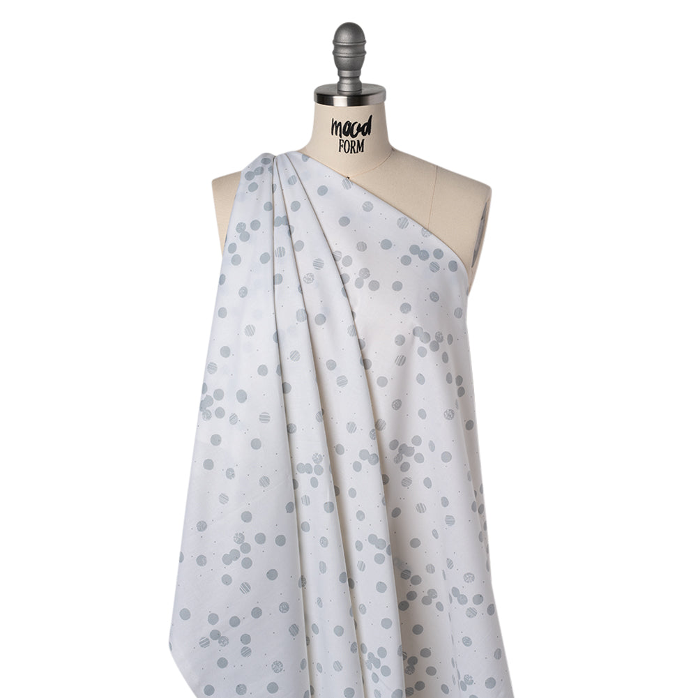 Printed Quilting Cotton by Ghazal Razavi for FIGO Studio - White Snow Textured Circles and Spots - Seasons Basics Collection - Folded Printed Quilting Cotton by Ghazal Razavi for FIGO Studio - White Snow Textured Circles and Spots - Seasons Basics Collection - Folded