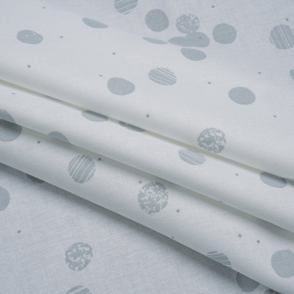 Printed Quilting Cotton by Ghazal Razavi for FIGO Studio - White Snow Textured Circles and Spots - Seasons Basics Collection - Detail Printed Quilting Cotton by Ghazal Razavi for FIGO Studio - White Snow Textured Circles and Spots - Seasons Basics Collection - Detail