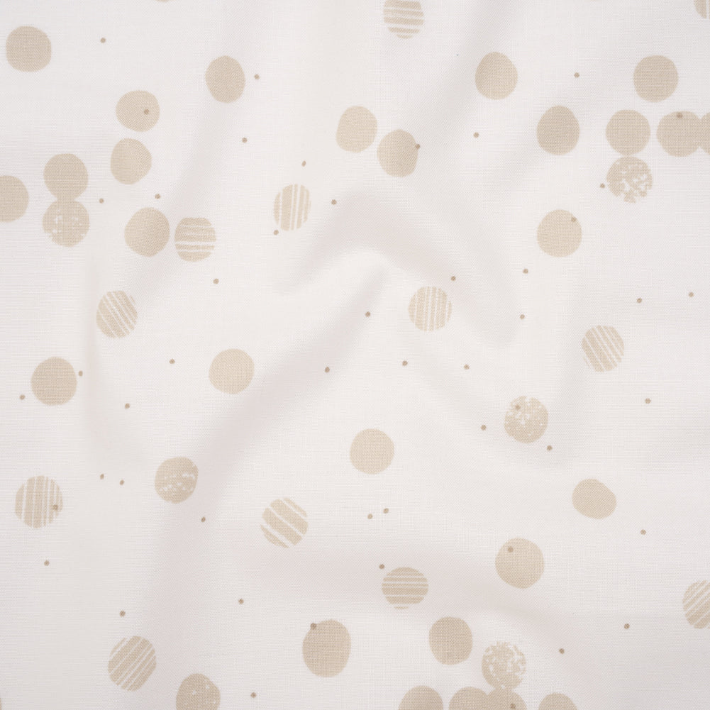 Printed Quilting Cotton by Ghazal Razavi for FIGO Studio - Cream Snow Textured Circles and Spots - Seasons Basics Collection Drape Printed Quilting Cotton by Ghazal Razavi for FIGO Studio - Cream Snow Textured Circles and Spots - Seasons Basics Collection Drape