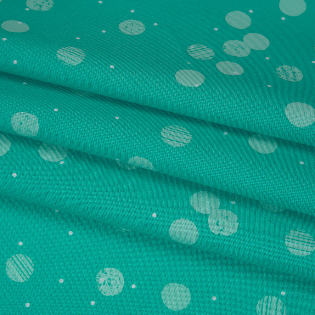 Printed Quilting Cotton by Ghazal Razavi for FIGO Studio - Mint Snow Textured Circles and Spots - Seasons Basics Collection - Detail Printed Quilting Cotton by Ghazal Razavi for FIGO Studio - Mint Snow Textured Circles and Spots - Seasons Basics Collection - Detail