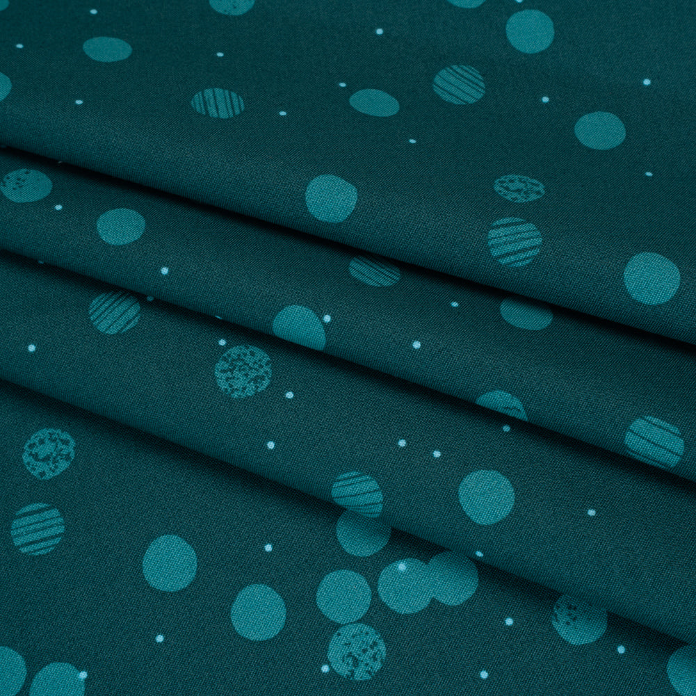 Printed Quilting Cotton by Ghazal Razavi for FIGO Studio - Teal Snow Textured Circles and Spots - Seasons Basics Collection Printed Quilting Cotton by Ghazal Razavi for FIGO Studio - Teal Snow Textured Circles and Spots - Seasons Basics Collection
