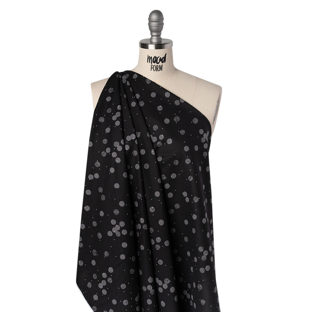 Printed Quilting Cotton by Ghazal Razavi for FIGO Studio - Black Snow Textured Circles and Spots - Seasons Basics Collection Folded Printed Quilting Cotton by Ghazal Razavi for FIGO Studio - Black Snow Textured Circles and Spots - Seasons Basics Collection Folded