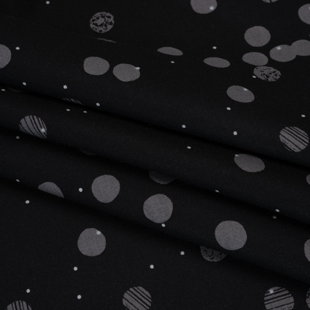 Printed Quilting Cotton by Ghazal Razavi for FIGO Studio - Black Snow Textured Circles and Spots - Seasons Basics Collection Detail Printed Quilting Cotton by Ghazal Razavi for FIGO Studio - Black Snow Textured Circles and Spots - Seasons Basics Collection Detail