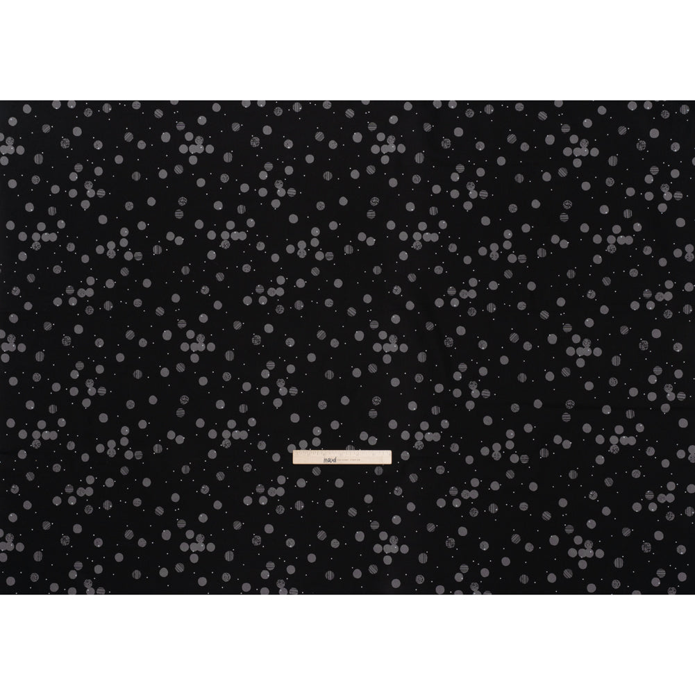 Printed Quilting Cotton by Ghazal Razavi for FIGO Studio - Black Snow Textured Circles and Spots - Seasons Basics Collection Printed Quilting Cotton by Ghazal Razavi for FIGO Studio - Black Snow Textured Circles and Spots - Seasons Basics Collection
