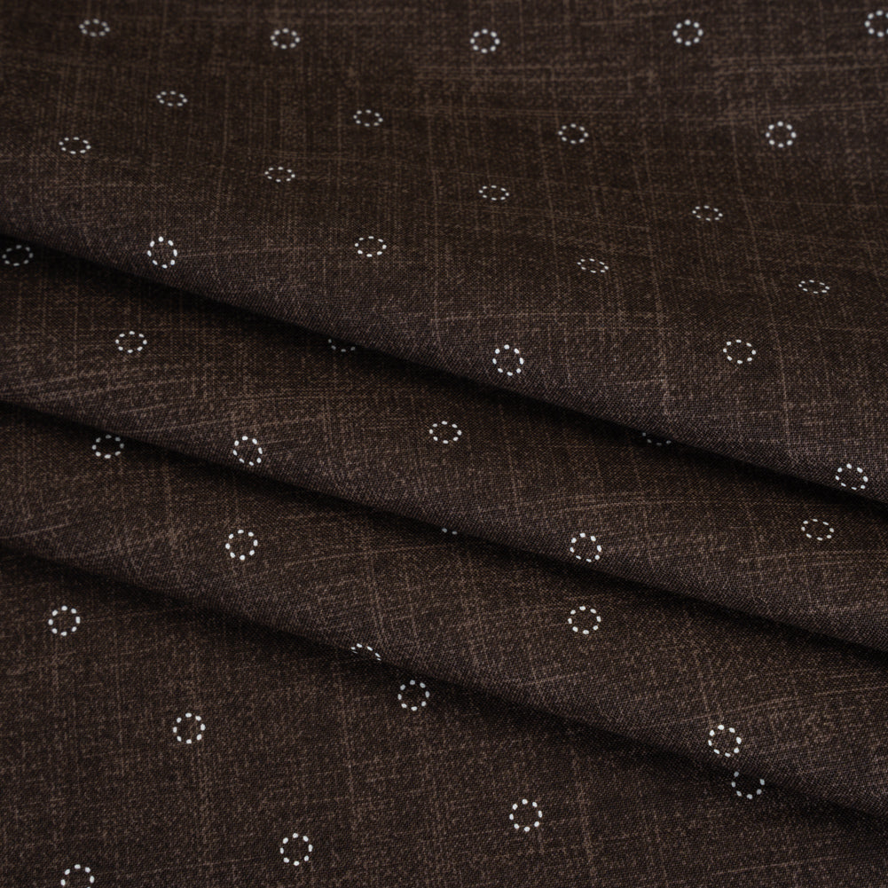 Printed Quilting Cotton by Ghazal Razavi for FIGO Studio - Brown Stitches Circles - Stash Collection - Detail Printed Quilting Cotton by Ghazal Razavi for FIGO Studio - Brown Stitches Circles - Stash Collection - Detail
