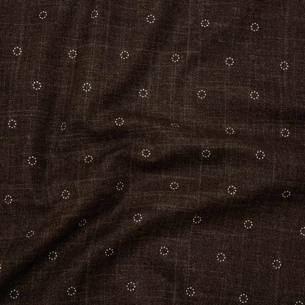 Printed Quilting Cotton by Ghazal Razavi for FIGO Studio - Brown Stitches Circles - Stash Collection - Drape Printed Quilting Cotton by Ghazal Razavi for FIGO Studio - Brown Stitches Circles - Stash Collection - Drape