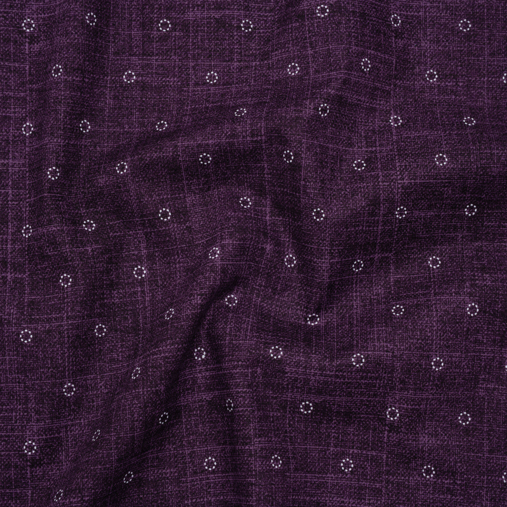 Printed Quilting Cotton by Ghazal Razavi for FIGO Studio - Purple Stitches Circles - Stash Collection Drape Printed Quilting Cotton by Ghazal Razavi for FIGO Studio - Purple Stitches Circles - Stash Collection Drape